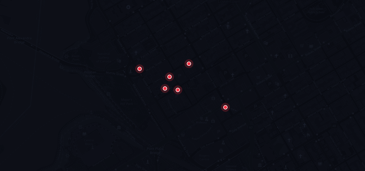 Map of confirmed Ottawa crawl stops